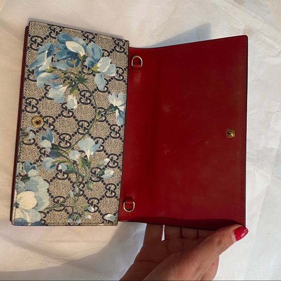 Gucci Chain Wallet Blooms Print GG Coated Canvas - Picture 7 of 14